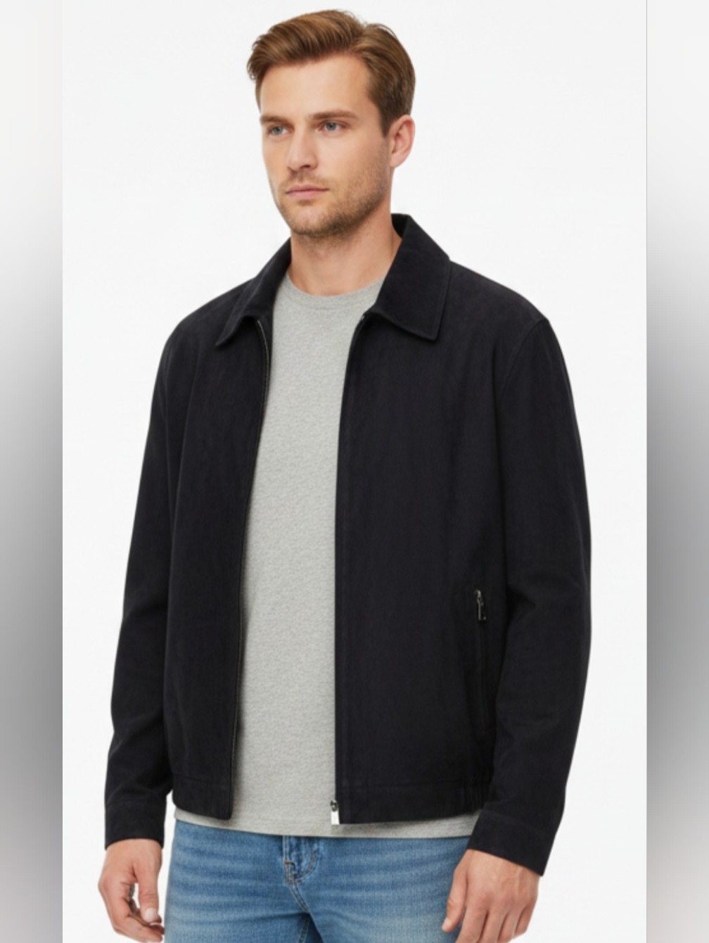 Nwot! Jos. A. Bank! Navy Blue Lightweight Jacket, Suedelike Smooth Finish! Sz Xl